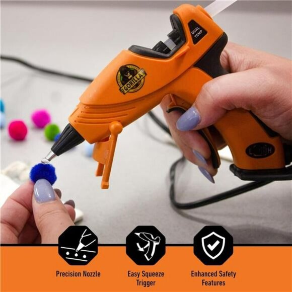 Gorilla Dual Temp Mini Hot Glue Gun Kit with 30 Hot Glue Sticks Precision Orange - Picture 4 of 7